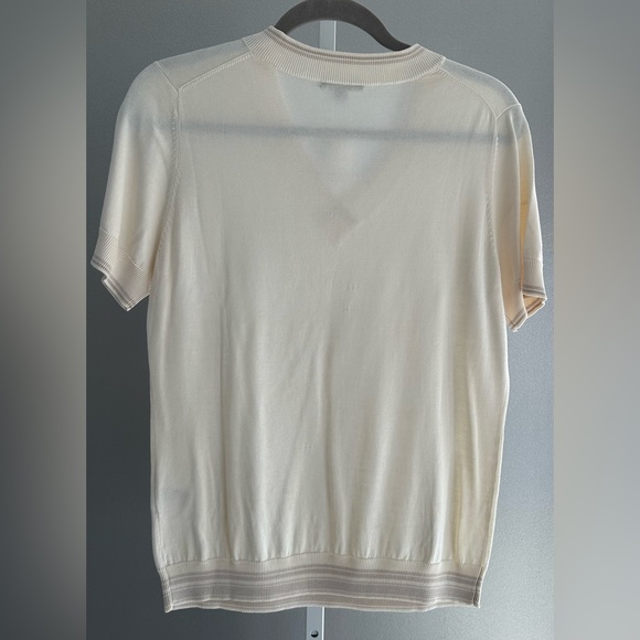 NWT cream, V-neck knit top, Brooks Brothers - Picture 2 of 2